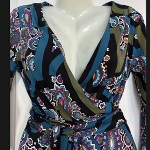 Nicole by Nicole Miller Faux  Wrap Dress with Paisley Print Size Medium